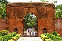 Sixty Dome Mosque side view exterior